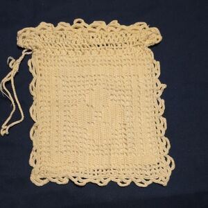 Source Unknown Crochet Drawstring Bag - Tan